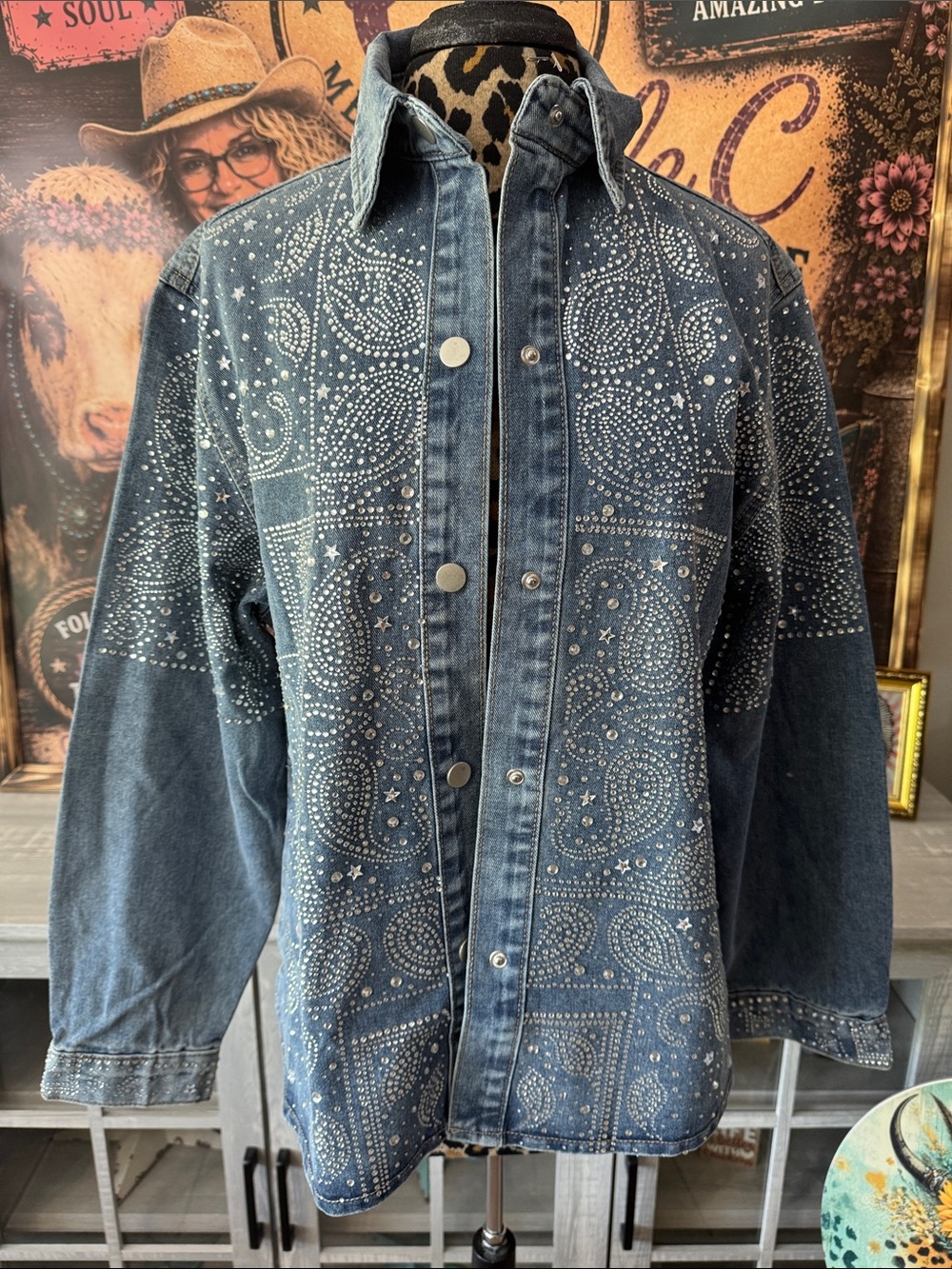 NWT Balboa Embellished Indigo Denim Jacket - Size Large - Picture 2 of 11